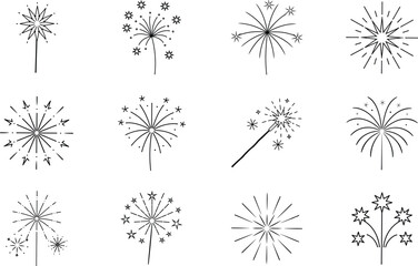 Obraz premium Sparkler Icons Fireworks, Celebration, Party, Festive, Design Elements