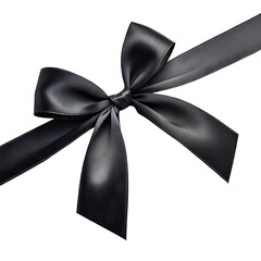 A satin silk ribbon fashioned into a bow, presented as a transparent PNG image