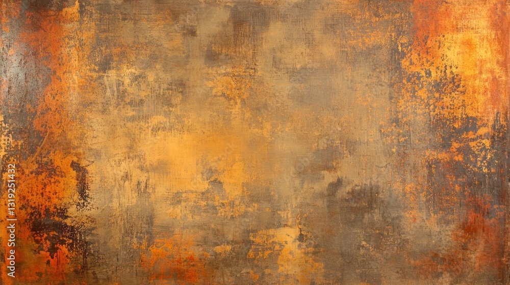 Poster rich textures and warm colors blend harmoniously, creating a captivating abstract canvas that evokes