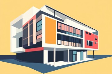 An Architectural Illustration Depicting a Modern Multi Story Structure