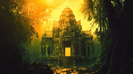 Ancient Temple Hidden Deep Within Lush Jungle Foliage