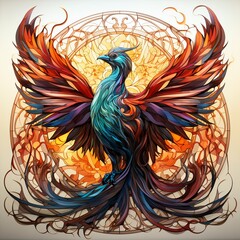 Obraz premium Majestic Phoenix with Glowing Flame Wings
