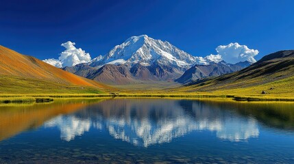 Fototapeta premium Majestic mountain reflected in tranquil lake