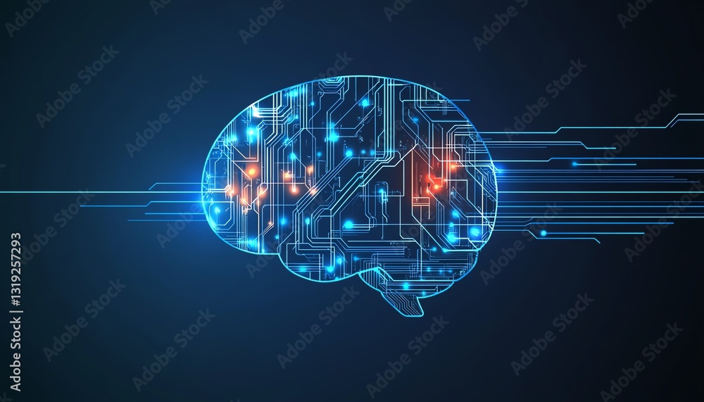 Poster a digital brain with neural pathways, symbolizing intelligent ai systems and advanced technology in 