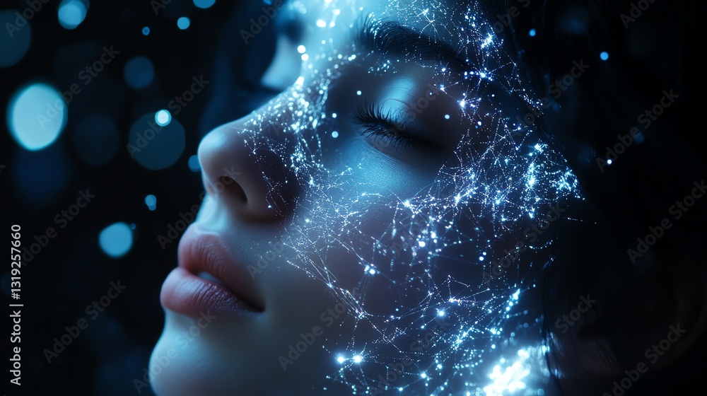 Poster a glowing digital brain with neural links, representing aidriven intelligent systems and advanced te