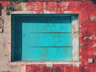 Naklejka premium Old Red Building Pool