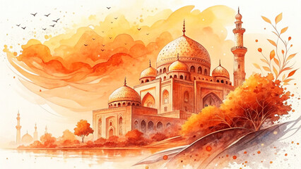 watercolor Abstract orange 
Amber cathedral of christ the savior in moscow