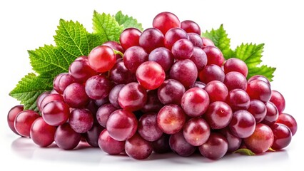 Obraz premium High-resolution panoramic image: juicy red grapes against a pristine white backdrop. Perfect stock photo for food photography.