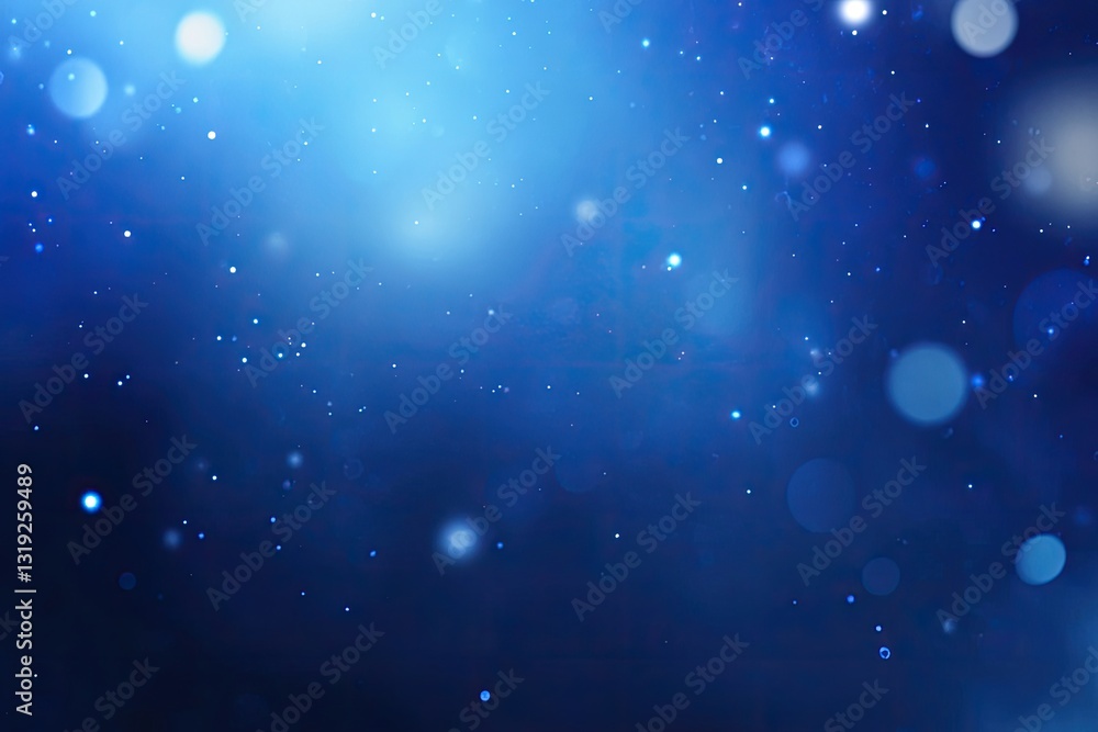 Poster abstract winter background with bokeh effects. deep blue hues and glittering particles create a magi