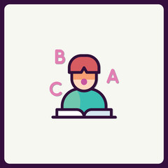 Alphabet learning with student icon illustration design for educational projects