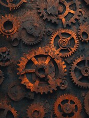 Rusty Gears on Metal Surface