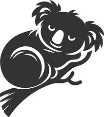 Koala sleeping on a tree branch, curled up animal vector