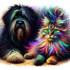 dog with a rainbow cat