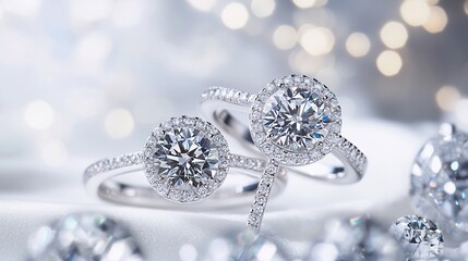 Fototapeta premium Sparkling Diamond Rings: Elegance and Luxury Redefined