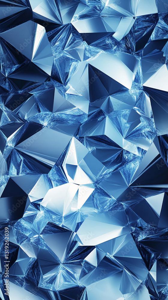 Aufkleber abstract blue crystal texture,faceted geometric shapes create a sharp and reflective surface, symbol