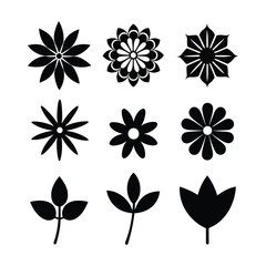 black and white flower icons
