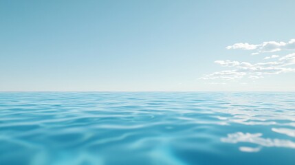 Obraz premium Calm ocean seascape, tranquil turquoise waters under a clear sky, perfect for relaxation and inspiration in design projects.