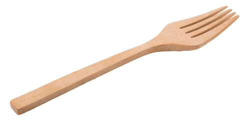 Wooden fork isolated on a transparent background