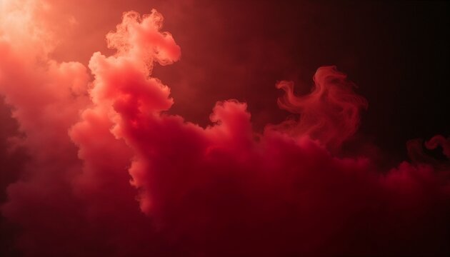 Abstract red smoke swirling against a dark background