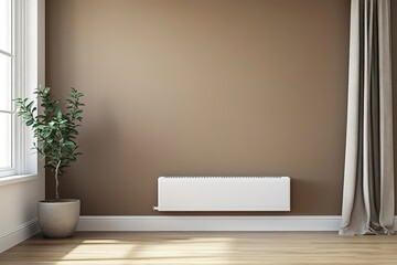 Modern White Radiator in Minimalist Brown Room Interior Design
