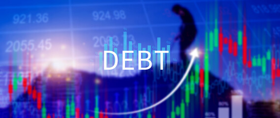 Debt growth and percentage for debt reduction concept, growth of public debt, Delve deeper the complex concept of debt and significant impact on effectively managing personal finances.
