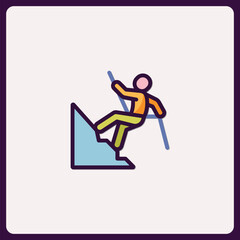 Mountaineering adventure icon showing perseverance and determination on challenging terrain