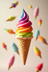 A delicious soft serve ice cream cone minimalist