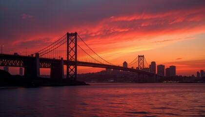 Fototapeta premium Oakland Bay Bridge and Cityscape at Twilight
