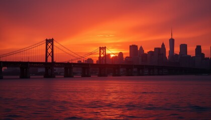  San Francisco Skyline and Bay Bridge at Sunset