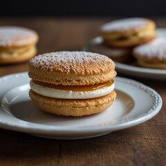 Delicious assorted macarons in vibrant pastel colors, elegantly arranged on a rustic wooden table with soft natural lighting, creating a perfect sweet treat for dessert lovers and café aesthetics