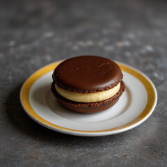 Delicious assorted macarons in vibrant pastel colors, elegantly arranged on a rustic wooden table with soft natural lighting, creating a perfect sweet treat for dessert lovers and café aesthetics