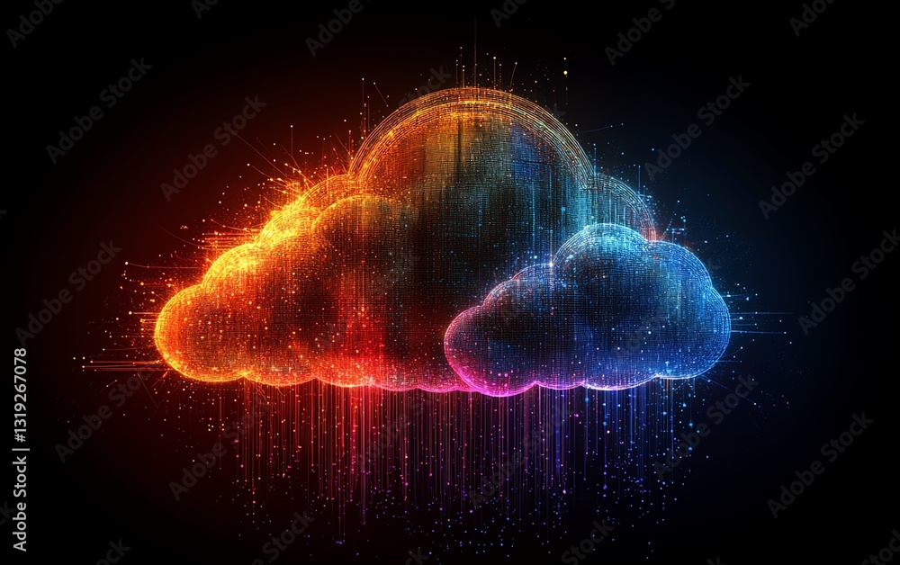 Poster cloud computing and data storage concept