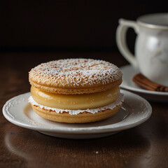 Delicious assorted macarons in vibrant pastel colors, elegantly arranged on a rustic wooden table with soft natural lighting, creating a perfect sweet treat for dessert lovers and café aesthetics