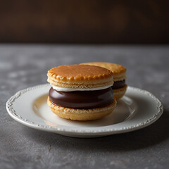 Delicious assorted macarons in vibrant pastel colors, elegantly arranged on a rustic wooden table with soft natural lighting, creating a perfect sweet treat for dessert lovers and café aesthetics