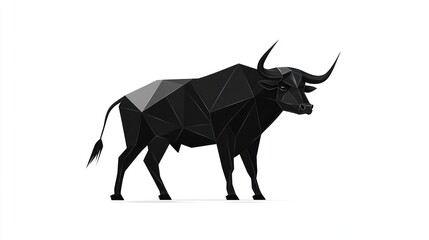 Naklejka premium Abstract geometric black bull profile, digital art