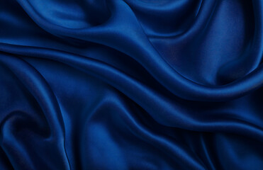 Fototapeta premium Blue background solid color gradient dark, blue satin fabric
