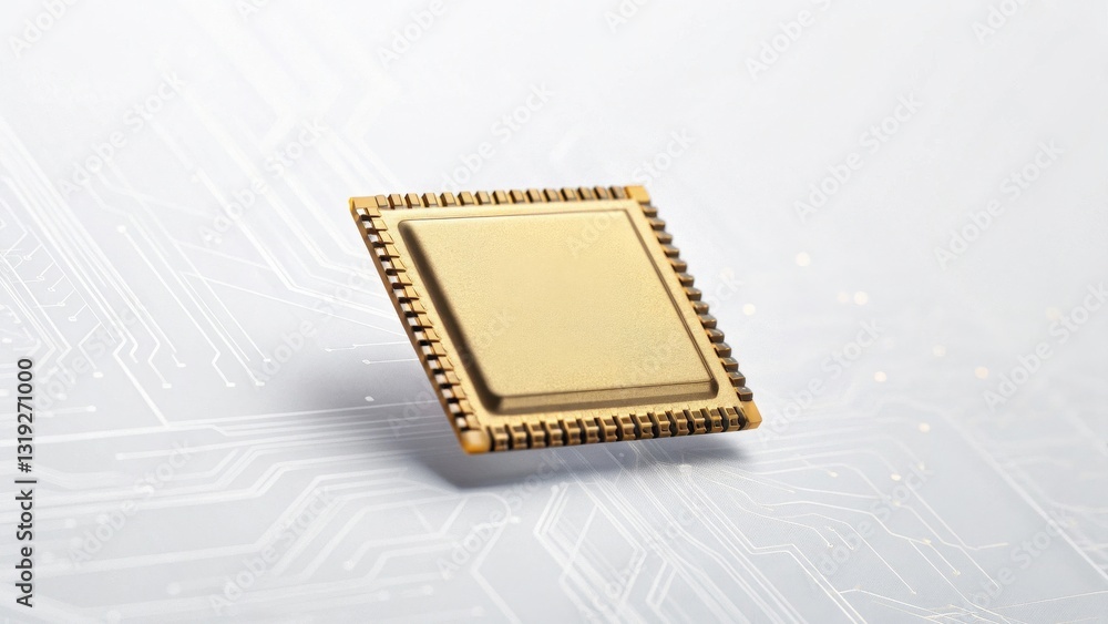 Poster llm large language models. microchip on a circuit board with a sleek, modern design.
