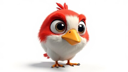 Funny cute bird isolated on a white background
