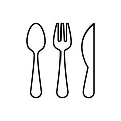 vector icon set spoon, fork and knife flat design symbol