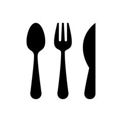 vector icon set spoon, fork and knife flat design symbol