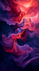 Abstract image of swirling red, purple, and orange hues, resembling flowing fabric or smoke.  Evokes feelings of movement, energy, and mystery.  Suitable for design backgrounds