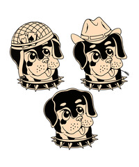 smilling dog vintage design set