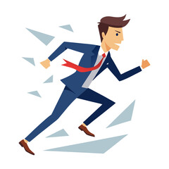 businessman running on a briefcase transference background