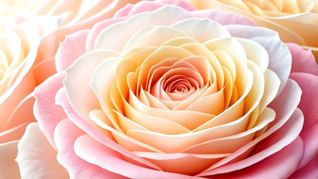 Closeup of a delicate pastel pink and yellow rose blossom soft love card macro bloom sweet fresh - Powered by Adobe