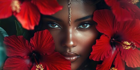 Woman with flowers in hair