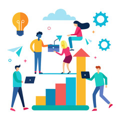 business man and business graph isolated and transparences background 