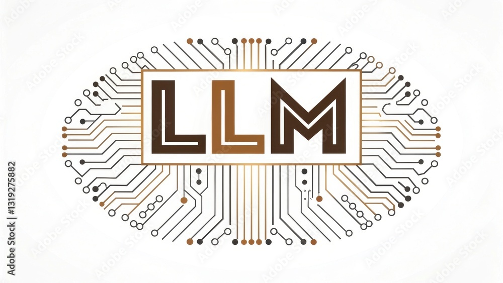 Aufkleber llm large language models. circuit design featuring the acronym 