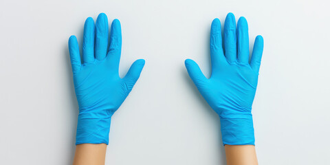 Equipment background, Blue gloves positioned against a light background.