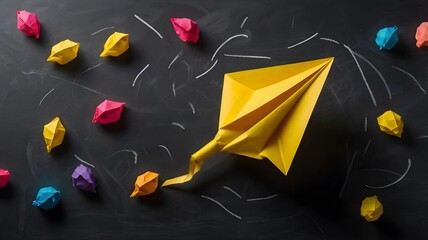 Chalkboard with Origami and Creative Tools