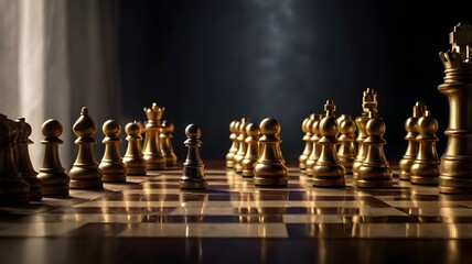 Chess Pieces in Dramatic Lighting